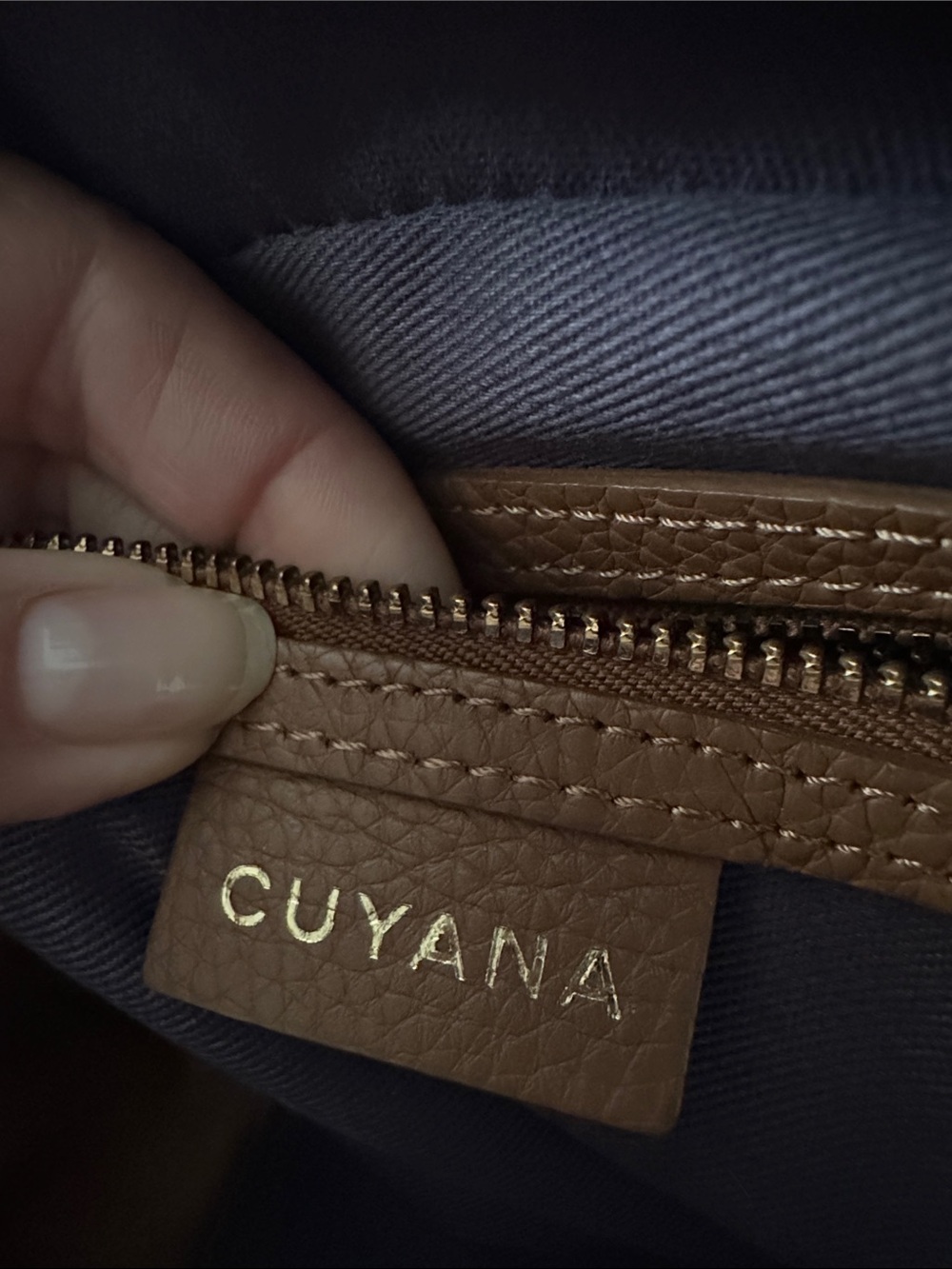 Cuyana Tan Pebbled Leather Crossbody Bag with Tassel - Picture 7 of 9